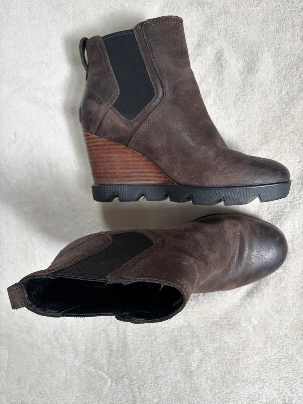 Sorel Leather Joan of Arctic Uptown Chelsea Wedge Boots